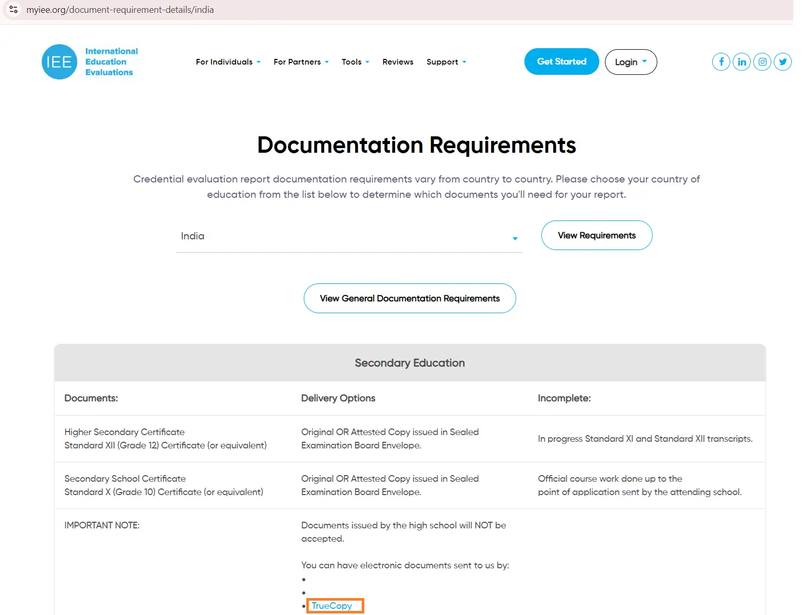 Authorized International Education Evaluations (IEE) Partner for Electronic Transcript Submission