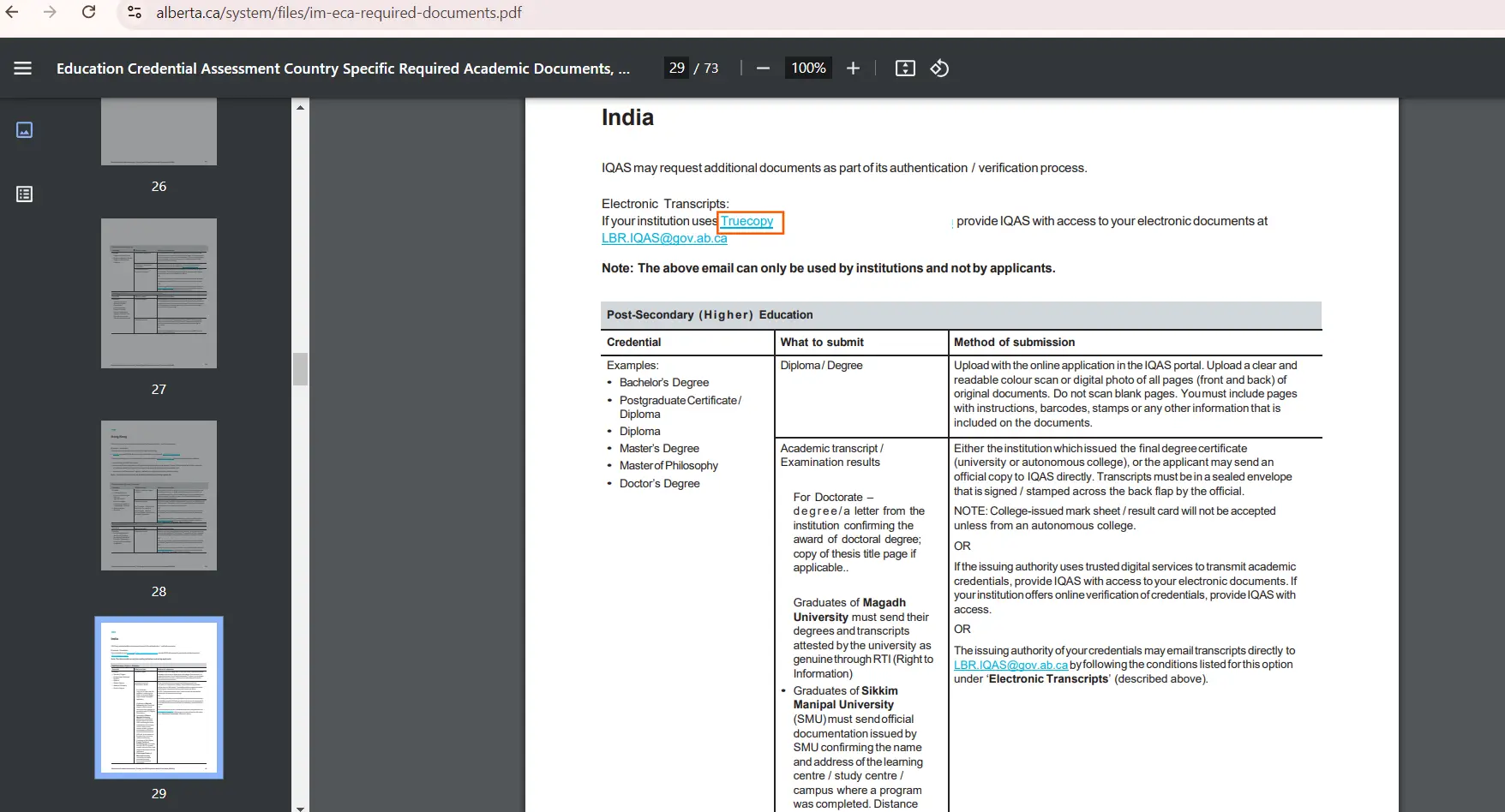 truecopy IQAS transcripts